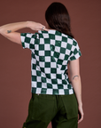 Checker Organic Tee in Swamp Green back view on Alex