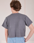 Cropped Burly Tee in Washed Grey back view on Quinn