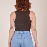 Back view of Cropped Tank Top in Espresso Brown worn by Alex