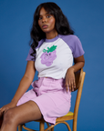 Produce Raglan Tee in Grape worn by Kandia