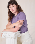 Alex is wearing Jr. Varsity Tee in Faded Grape