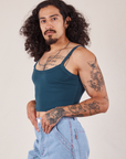Cropped Cami in Lagoon angled front view on Jesse