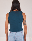Muscle Tee in Lagoon back view on Anthony