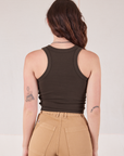 Racerback Tank in Espresso Brown back view close up on Alex