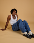 Baggy Mid-Rise Trousers - French Blue