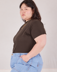 Organic Vintage Tee in Espresso Brown side view on Ashley
