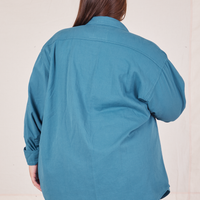 Back view of Oversize Overshirt in Marine Blue worn by Marielena