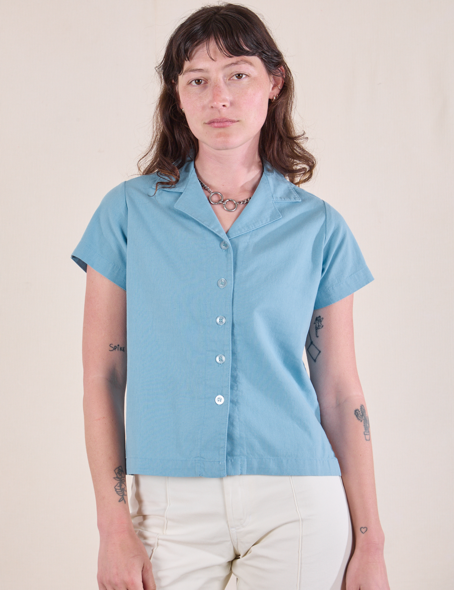 Pantry Button-Up in Baby Blue on Alex