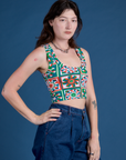 Cropped Tank Top - Quilt Print