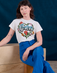 Chicago Tourist Tee and royal blue Western Pants on Alex