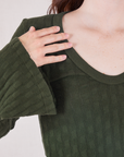 Bell Sleeve Top in Swamp Green front close up on Hana