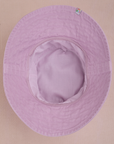 Wide Brim Denim Bucket Hat in Lilac exterior view