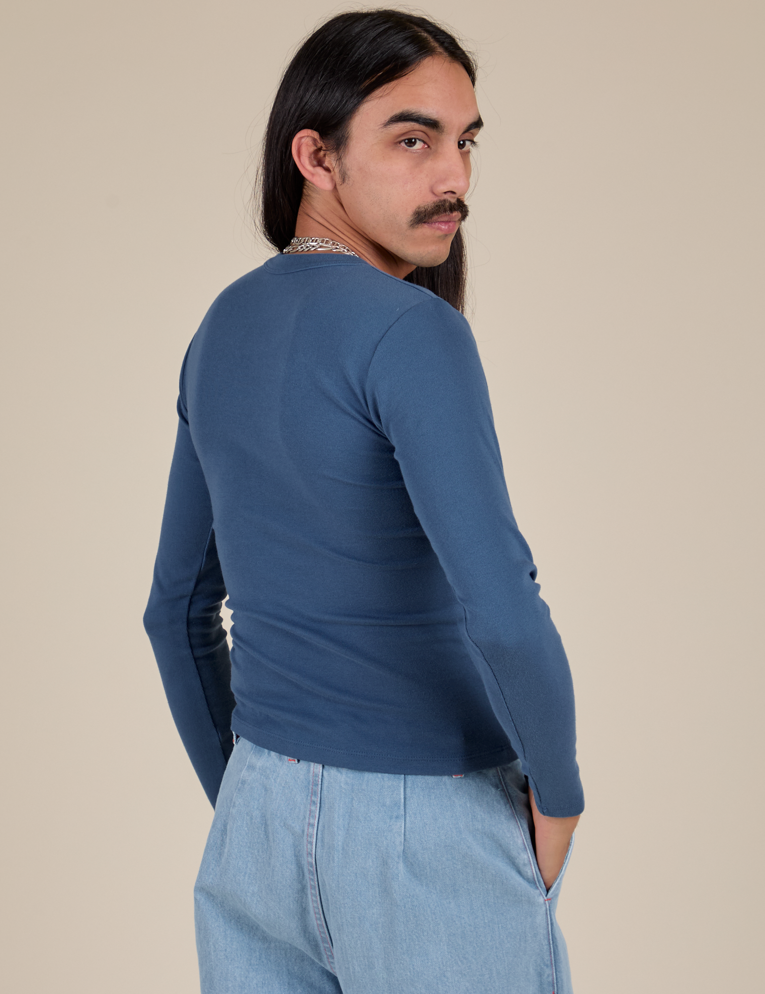 Long Sleeve Baby Tee - French Blue