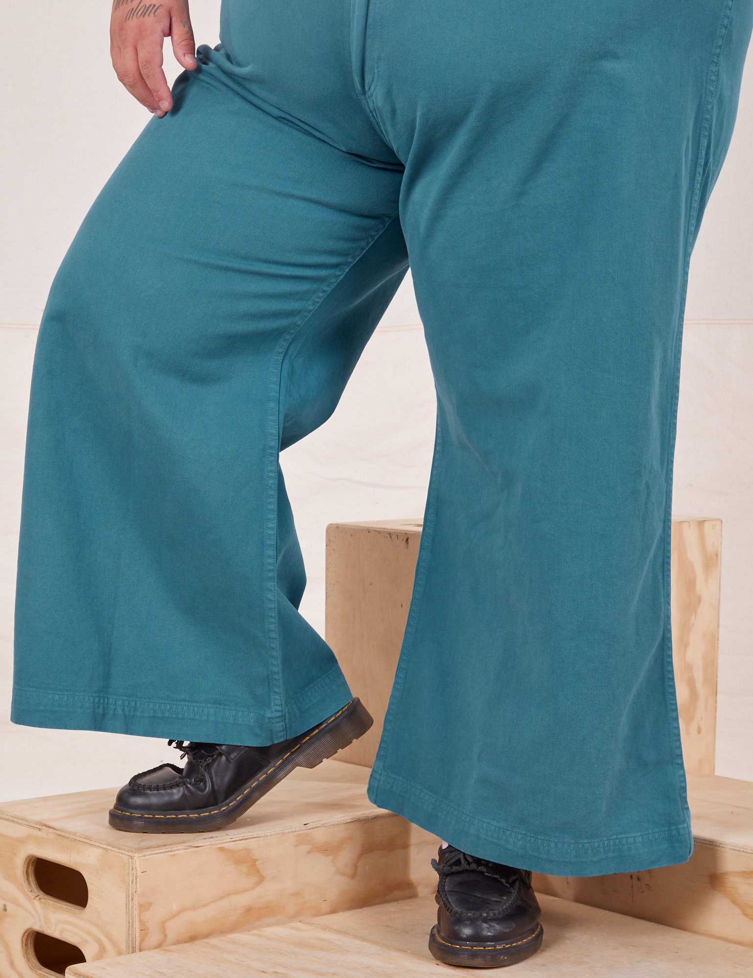 Bell Bottoms in Marine Blue pant leg close up on Sam