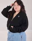 Cropped Zip Hoodie - Basic Black