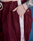 Painted Drop Pocket Cargo Pants - Red Wine