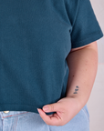 Cropped Burly Tee in Lagoon front close up on Ashley