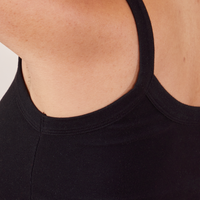 Cropped Cami in Basic Black close up of back strap worn by Tiara