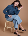 Cropped Corduroy Overshirt - French Blue