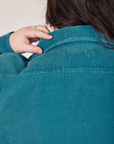 Upper back close up of Corduroy Overshirt in Marine Blue on Ashley