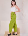 Heavyweight Trousers in Gross Green side view on Alex