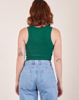 Back view of Cropped Tank Top in Hunter Green worn by Alex