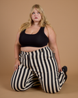 Black Stripe Work Pants - Natural