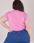 Back view of Organic Vintage Tee in Bubblegum Pink on Ashley