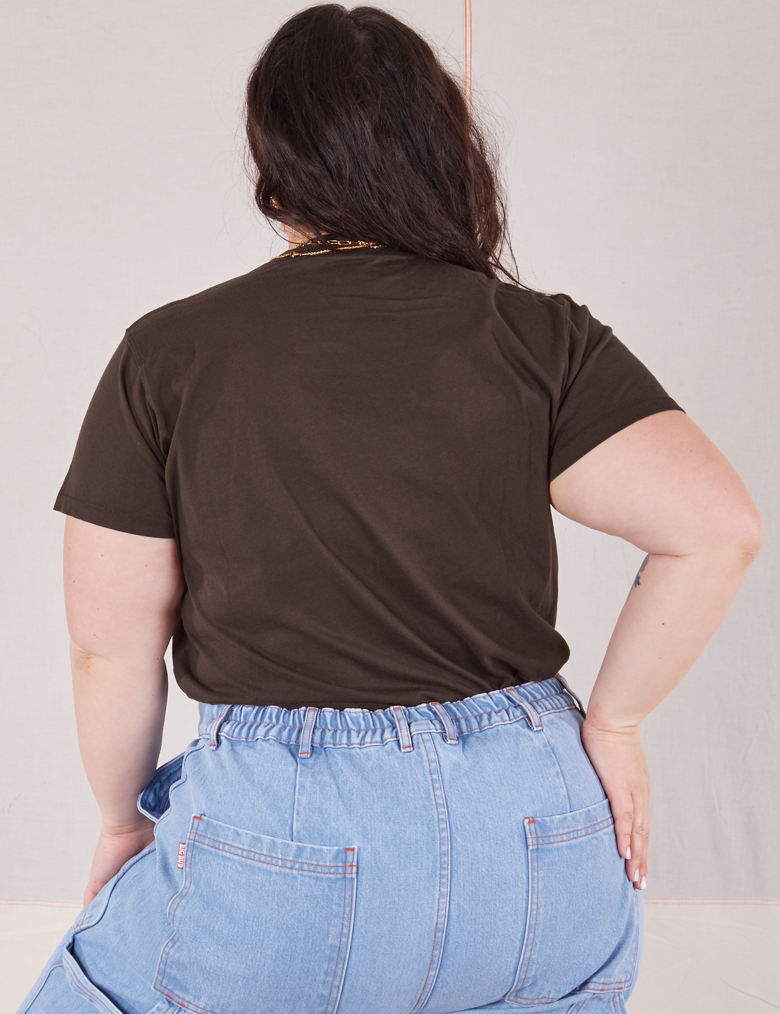 Organic Vintage Tee in Espresso Brown back view on Ashley