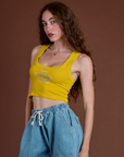 Icon Cropped Tank - Yellow Hibiscus
