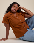 Pantry Button-Up in Burnt Terracotta worn by Meghna