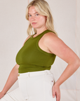 Racerback Tank in Summer Olive side view on Lish