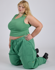 Drop Pocket Cargo Pants in Seafoam Green and matching Muscle Tee worn by Juliet