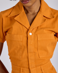 Short Sleeve Jumpsuit - Creamsicle Orange
