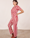 Side view of Cherry Stripe Jumpsuit on Tiara