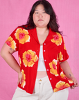 Paintstamped Pantry Button-Up in Mustang Red on Ashley