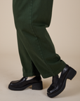 Pant leg side view close up of Heavyweight Trousers in Swamp Green on Lish