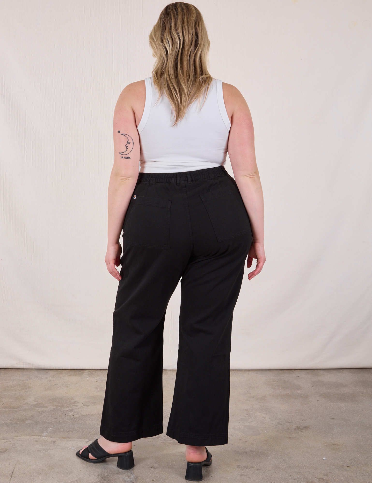 Back view of Western Pants in Basic Black on Lish