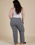 Work Pants in Washed Grey back view on Ashley