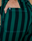Black Stripe Work Pants - Hunter Green