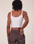 Back view of Cropped Cami in Vintage Tee Off-White and espresso brown Western Pants worn by Jerrod