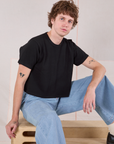 Cropped Burly Tee in Basic Black worn by Quinn