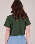 Cropped Burly Tee in Swamp Green back view on Alex