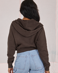 Cropped Zip Hoodie in Espresso Brown back view on Kandia