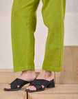Heavyweight Trousers in Gross Green pant leg close up on Alex