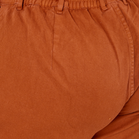 Back view close up of Heavyweight Trousers in Burnt Terracotta on Ashley