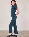 Short Sleeve Jumpsuit in Lagoon side view on Alex