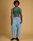Contrast Stitch Mini Tank - Hunter Green