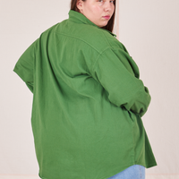 Back view of Oversize Overshirt in Lawn Green worn by Marielena