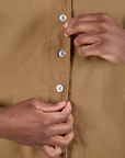 Pantry Button-Up in Desert Brown front close up on Isaac